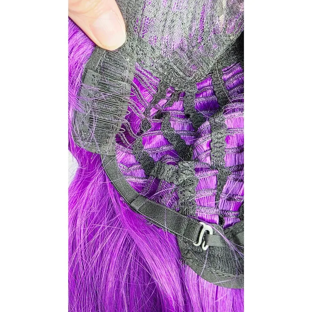 Dark Purple Short Bob Wig With Bangs 12